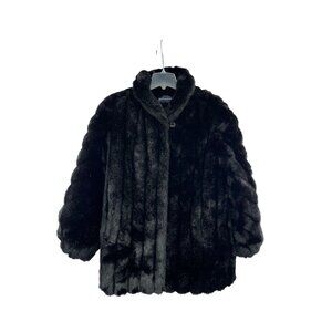 Luxurious Black Faux Fur Trench Coat